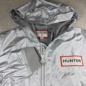 Hunter For Target Jacket Womens L Silver Reflective Hooded Full-Zip Windbreaker